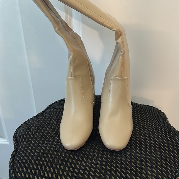 Cream Tall Heel Boots - Picture 3 of 7